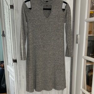 Gray Cut-Out Shoulder Dress Super Soft Size Medium
